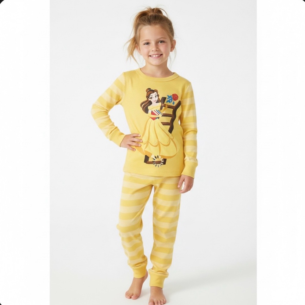 Hanna Andersson Disney Beauty and the Beast Belle Organic Cotton PJ Set 10